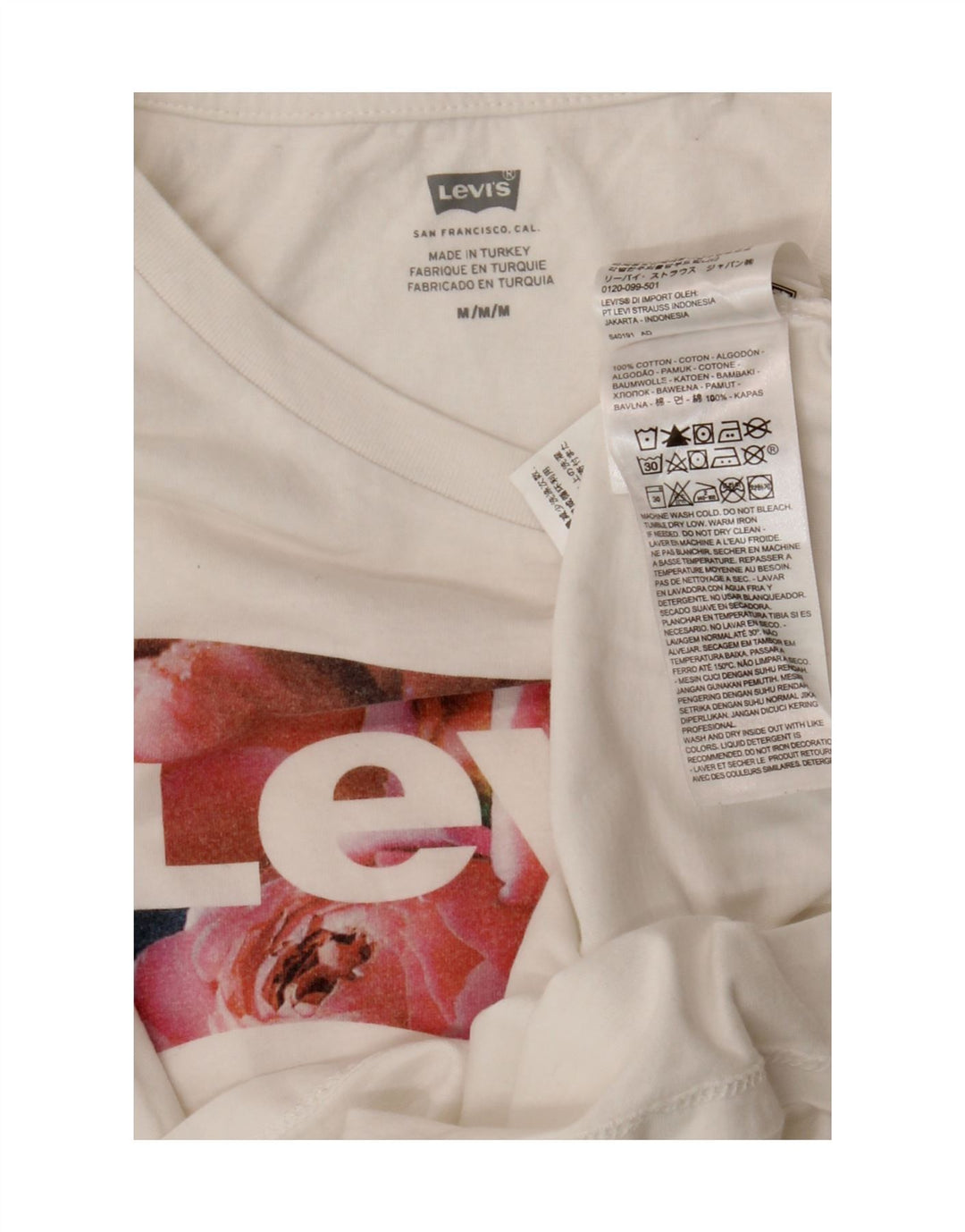 Levi's Damen-T-Shirt mit Grafik, UK 12, mittelweiße Baumwolle