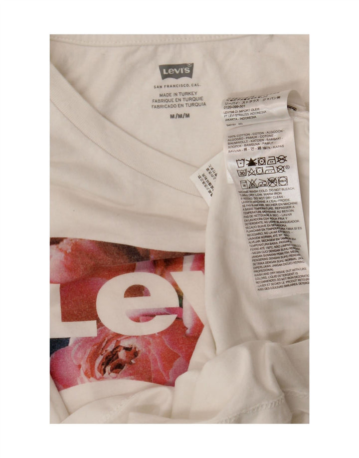Levi's Damen-T-Shirt mit Grafik, UK 12, mittelweiße Baumwolle