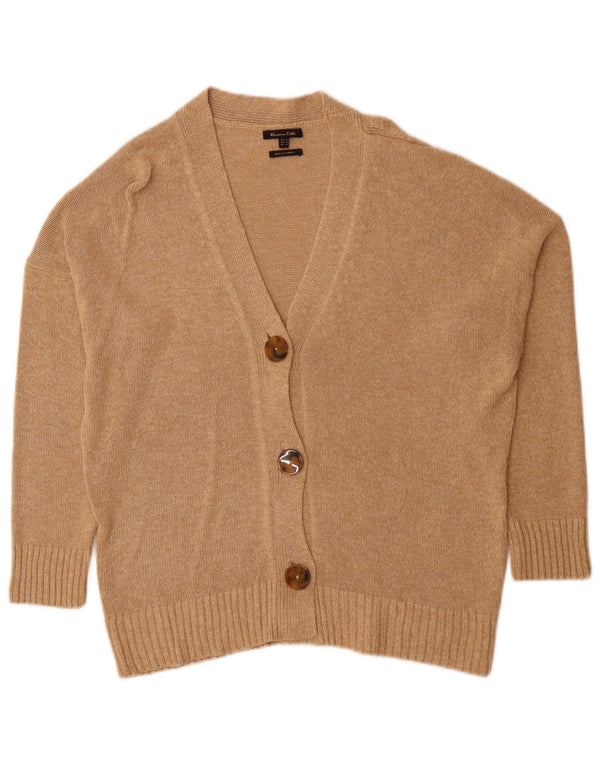 Massimo Dutti Damen-Cardigan-Pullover UK 14 Mittelbeige Viskose