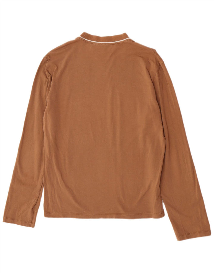 Trussardi Jeans Herren-Oberteil mit Grafik, langärmlig, mittelbraune Baumwolle