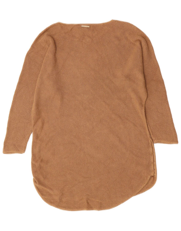 Michael Kors Damen-Pullover mit U-Boot-Ausschnitt, Gr. 14, Mittelbeige