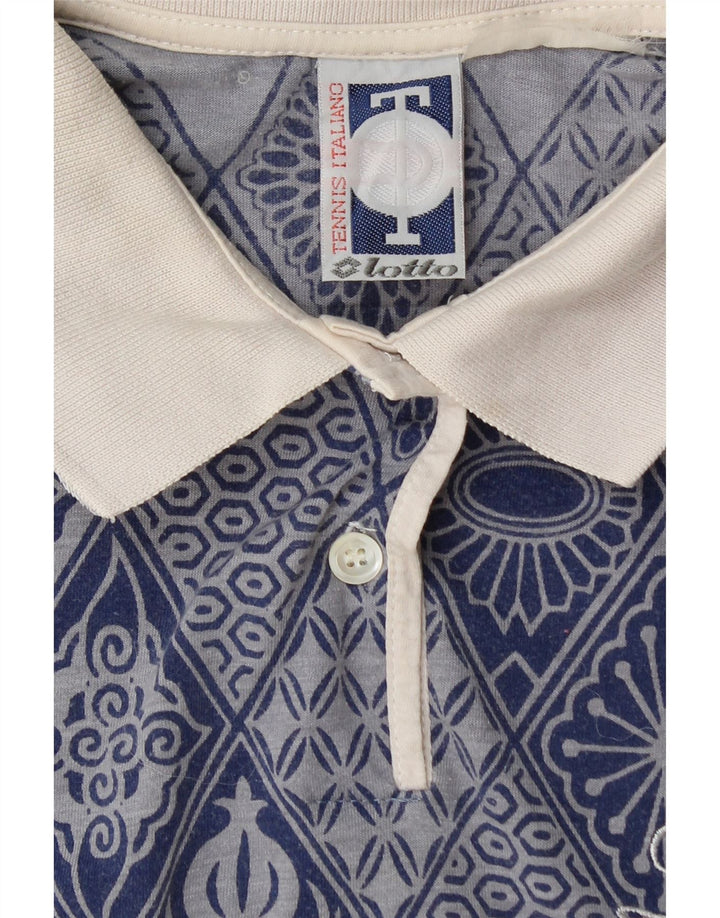 LOTTO Damen Ärmelloses Poloshirt UK 12 Mittelblau Geometrisch