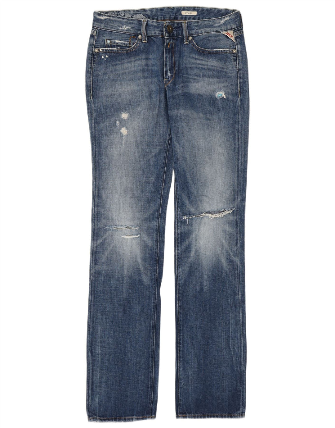 REPLAY Damen-Jeans, gerade, W30, L34, Blau, Baumwolle, Designer