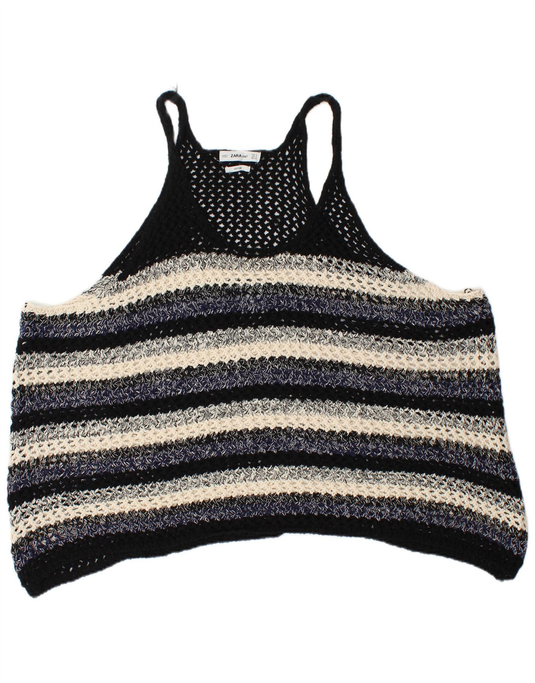 Übergroßes, ärmelloses Blusenoberteil für Damen von Zara, Größe S, Marineblau, gestreift