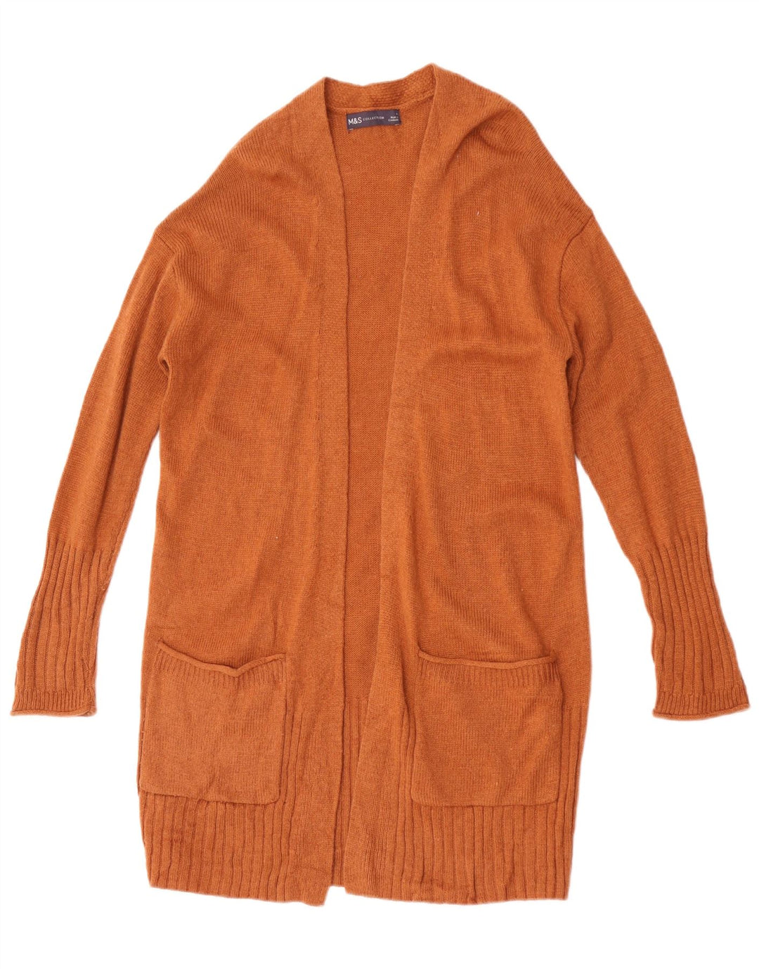 Marks & Spencer Damen Longline Open Cardigan Pullover UK 14 Mittelbraun