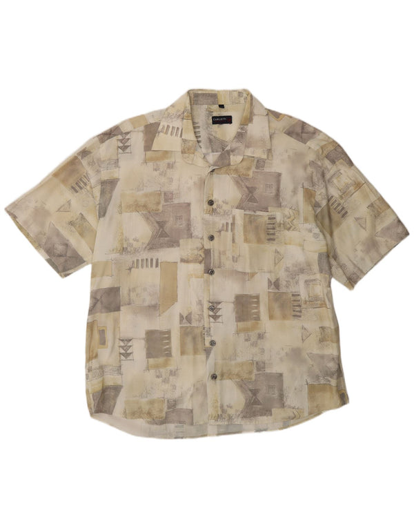 Carletti Mens Short Sleeve Shirt 2XL Beige Patchwork
