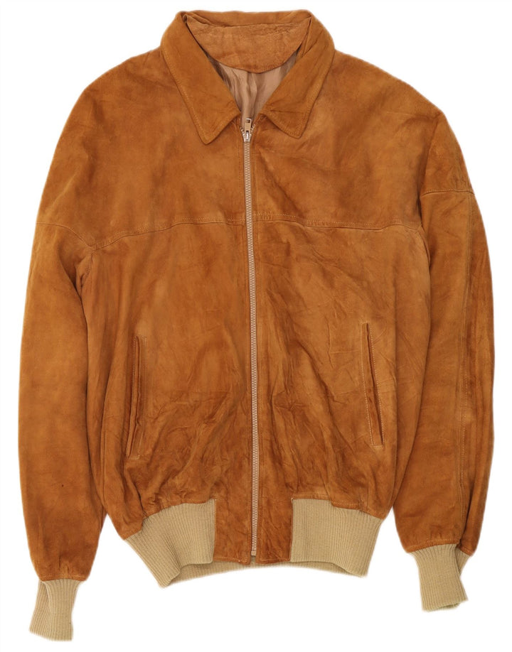 Vintage Herren Wildleder Bomberjacke UK 40 Großes braunes Leder