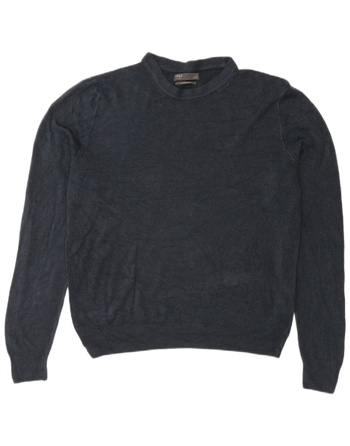 Marks & Spencer Herren-Pullover mit Rundhalsausschnitt, groß, Marineblau, Acryl