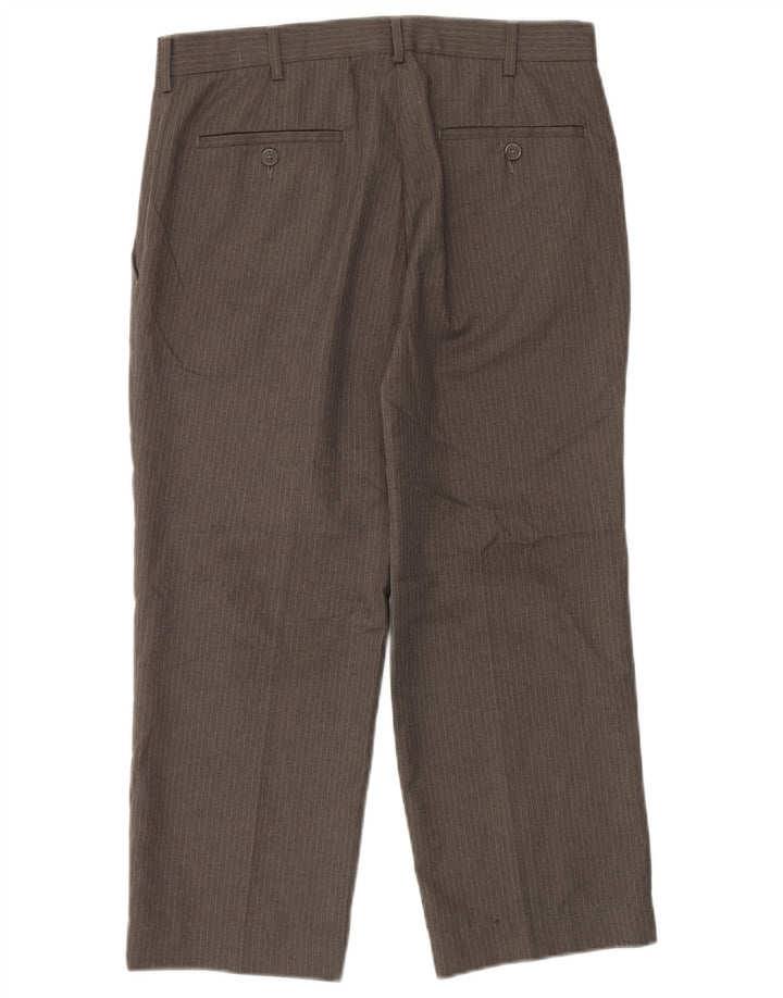 Farah Gerade geschnittene Herrenhose W32 L24 Graues Nadelstreifen-Polyester