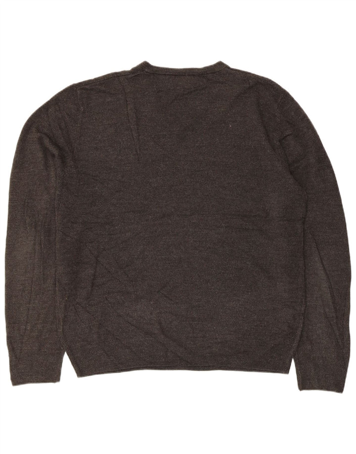 Marks & Spencer Herren-Pullover mit V-Ausschnitt, XL, graues Acryl