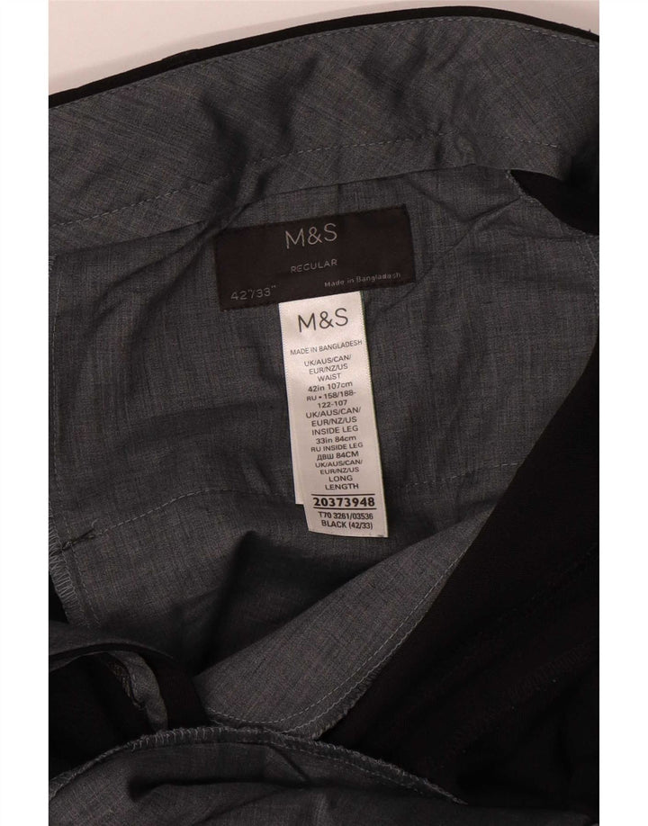 Gerade Herren-Anzughose von Marks & Spencer, W42, L33, schwarzes Polyester