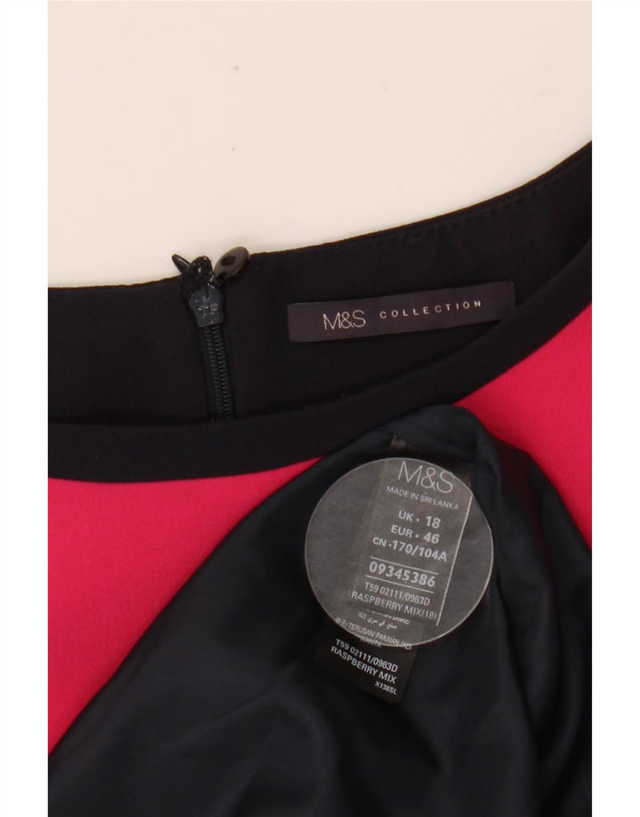 MARKS & SPENCER Damen Etuikleid UK 18 XL Schwarzes Colourblock-Polyester