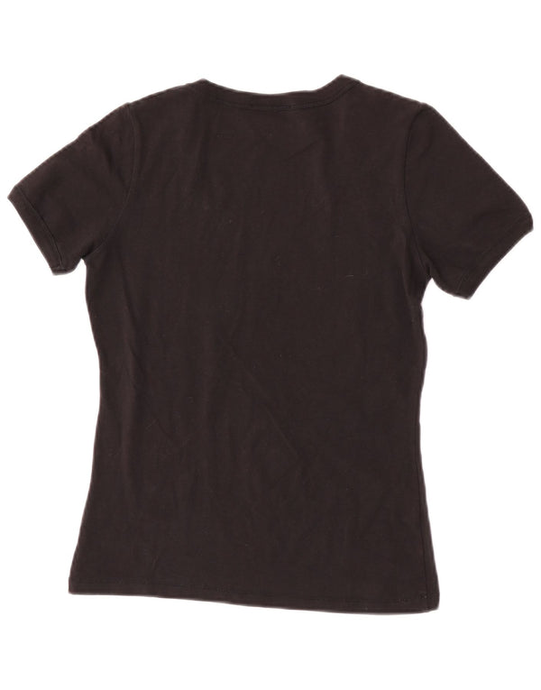 Marlboro Classics Damen-T-Shirt mit Grafik, UK 10, Größe S, Schwarz, Baumwolle