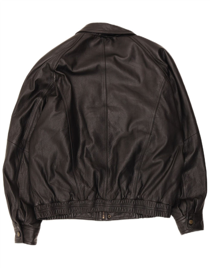 Ivy Crew Herren Lederjacke UK 40 Large Schwarz
