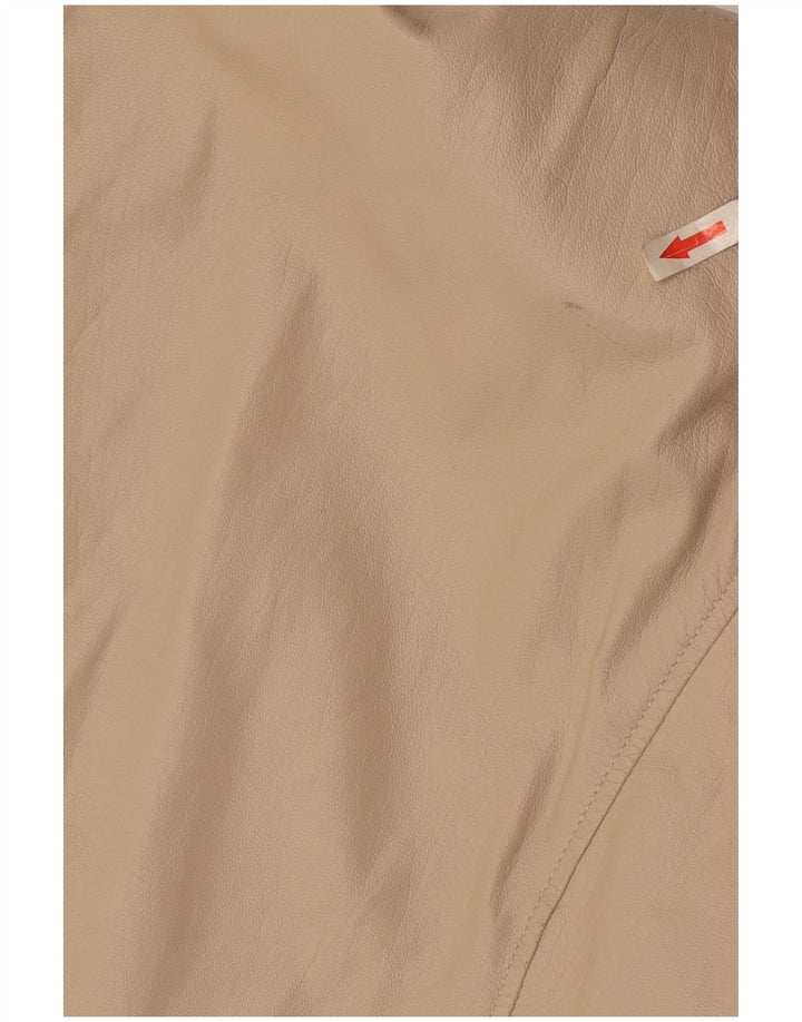Vintage Damen Lederjacke UK 18 XL Beige Leder