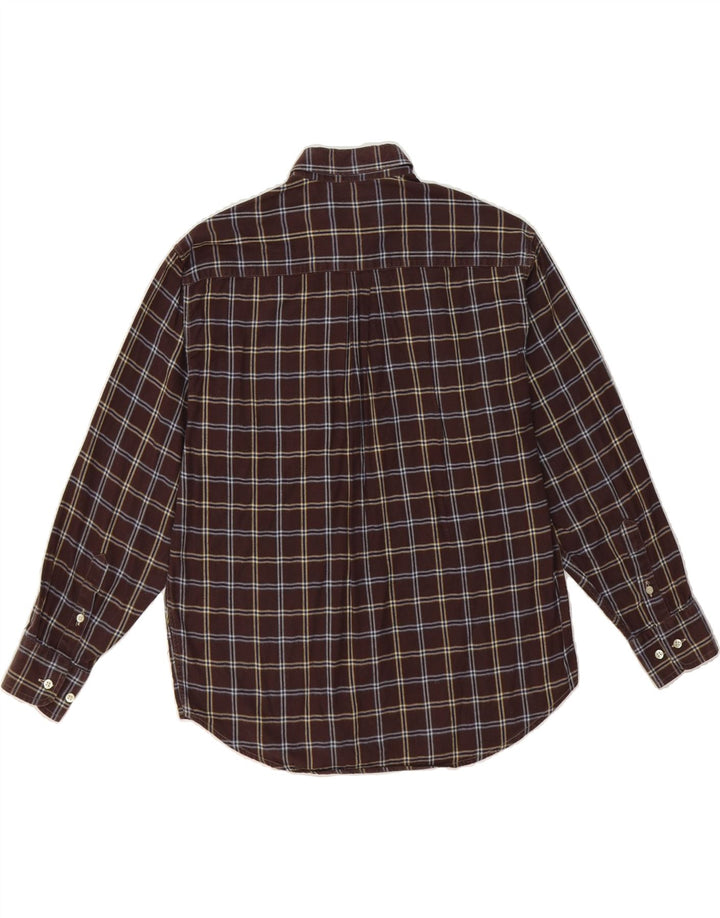 BROOKSFIELD Mens Flannel Shirt Size 40 Medium Brown Check Cotton Vintage Brooksfield and Second-Hand Brooksfield from Messina Hembry 