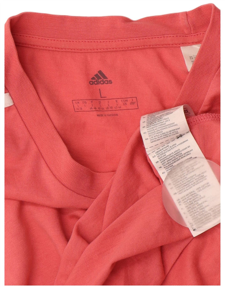 ADIDAS Damen T-Shirt Top UK 16/18 Große rosa Baumwolle