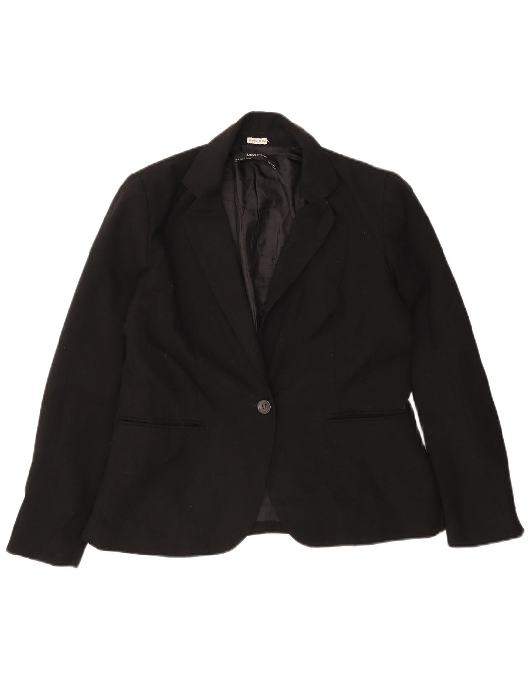Zara Damen 1-Knopf-Blazerjacke EU 42 Large Schwarz