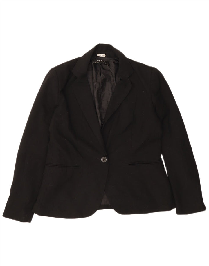Zara Damen 1-Knopf-Blazerjacke EU 42 Large Schwarz