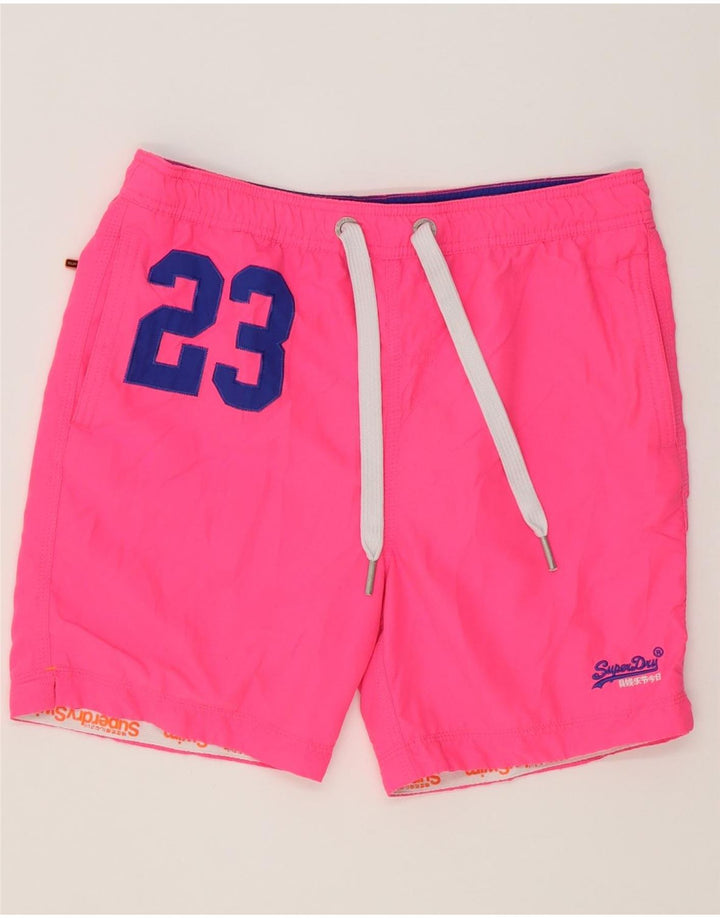 Superdry Herren Badeshorts mit Grafik, Mittelrosa
