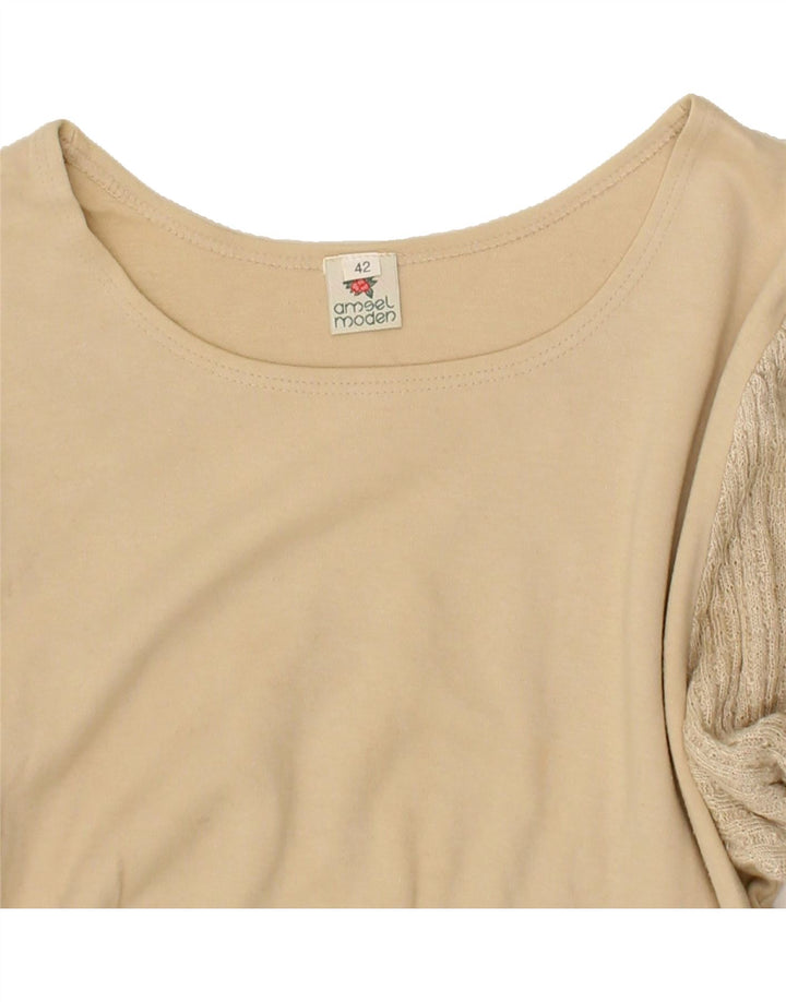 VINTAGE Womens Top 3/4 Sleeve IT 42 Medium Beige Floral Vintage Vintage and Second-Hand Vintage from Messina Hembry 
