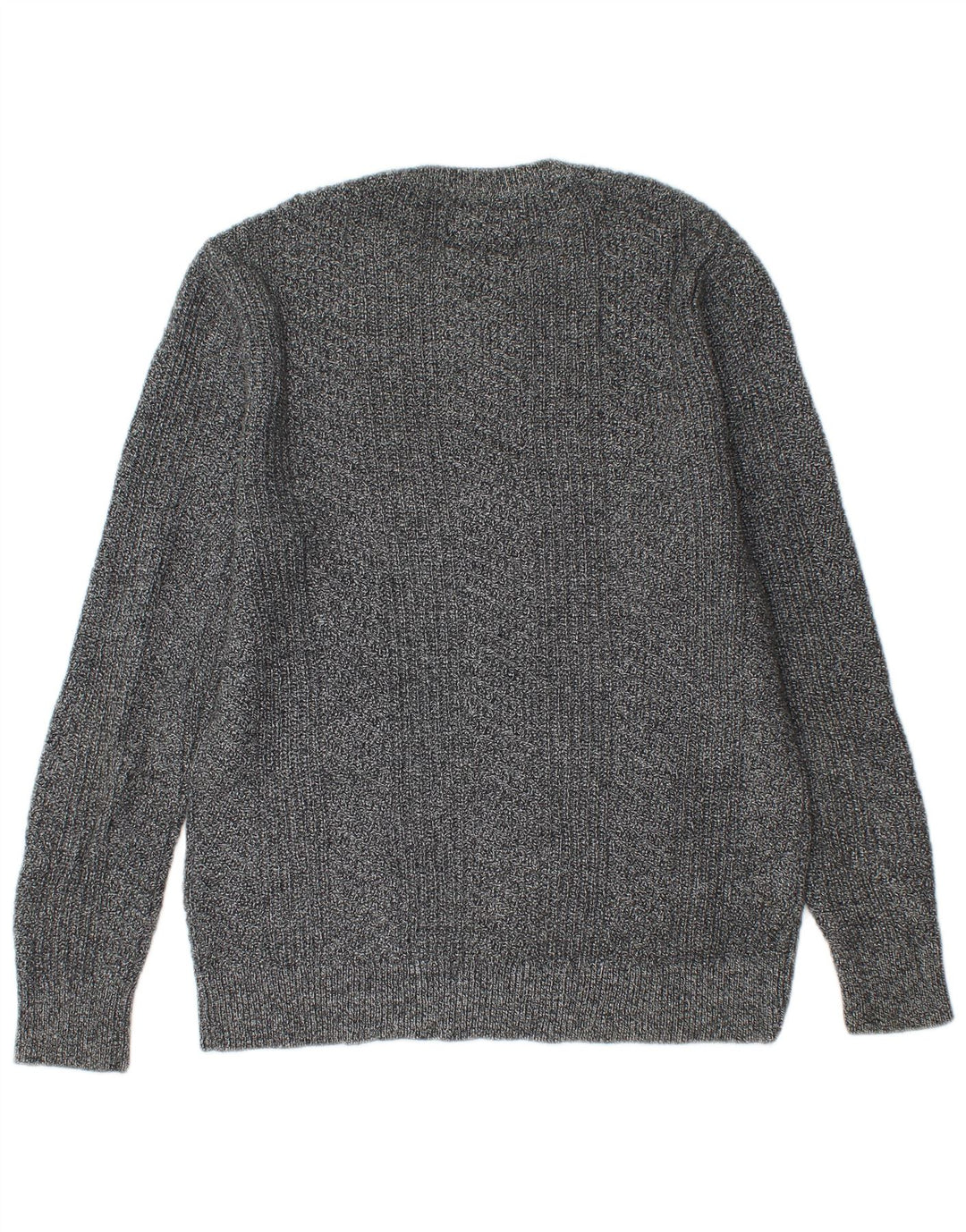 BONOBOS Herren-Pullover mit Rundhalsausschnitt, mittelgrau gesprenkelte Baumwolle
