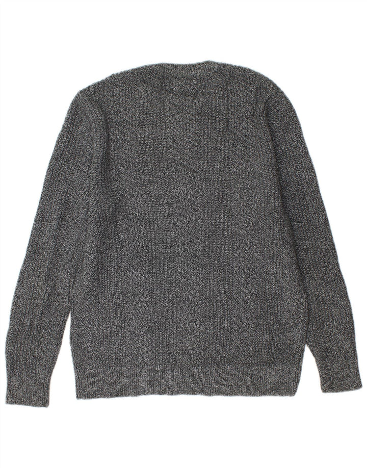 BONOBOS Herren-Pullover mit Rundhalsausschnitt, mittelgrau gesprenkelte Baumwolle
