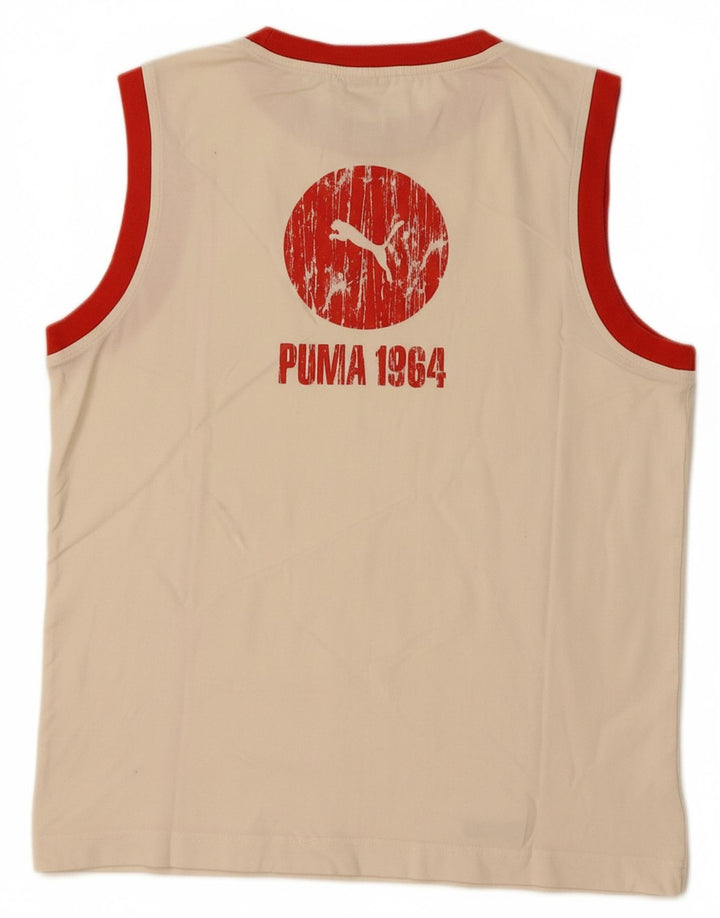 PUMA Womens Graphic Vest Top UK 16 Large Beige Colourblock