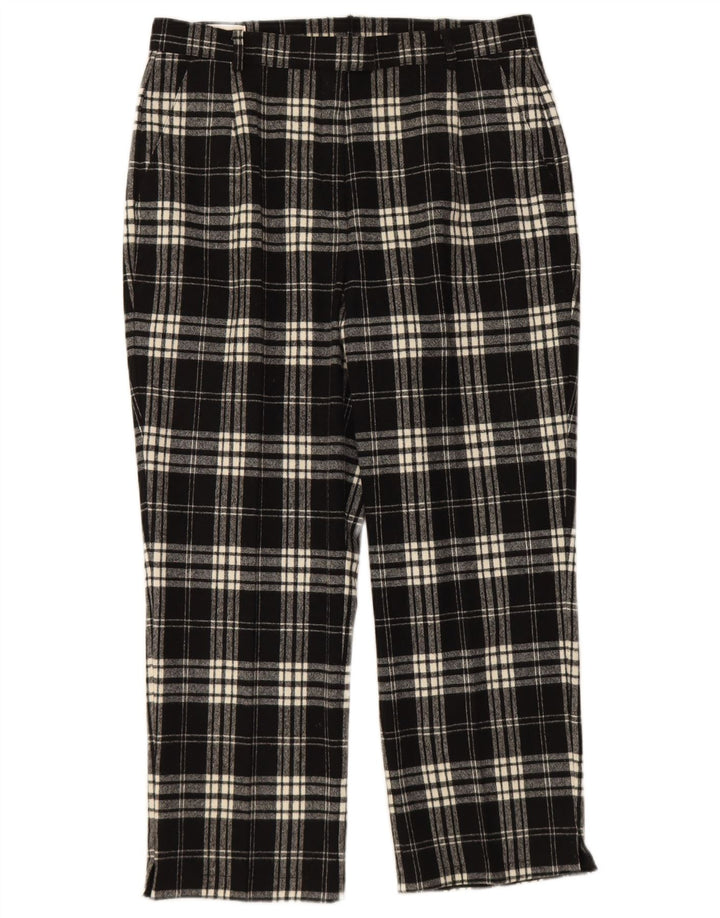 FAIR LADY Womens Straight Cropped Trousers W32 L25 Black Check