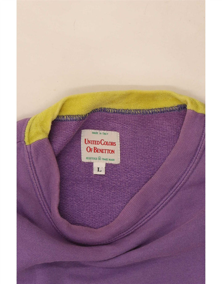 Benetton Damen-Sweatshirt in Übergröße mit Grafik, Gr. 40, Größe L, Lila
