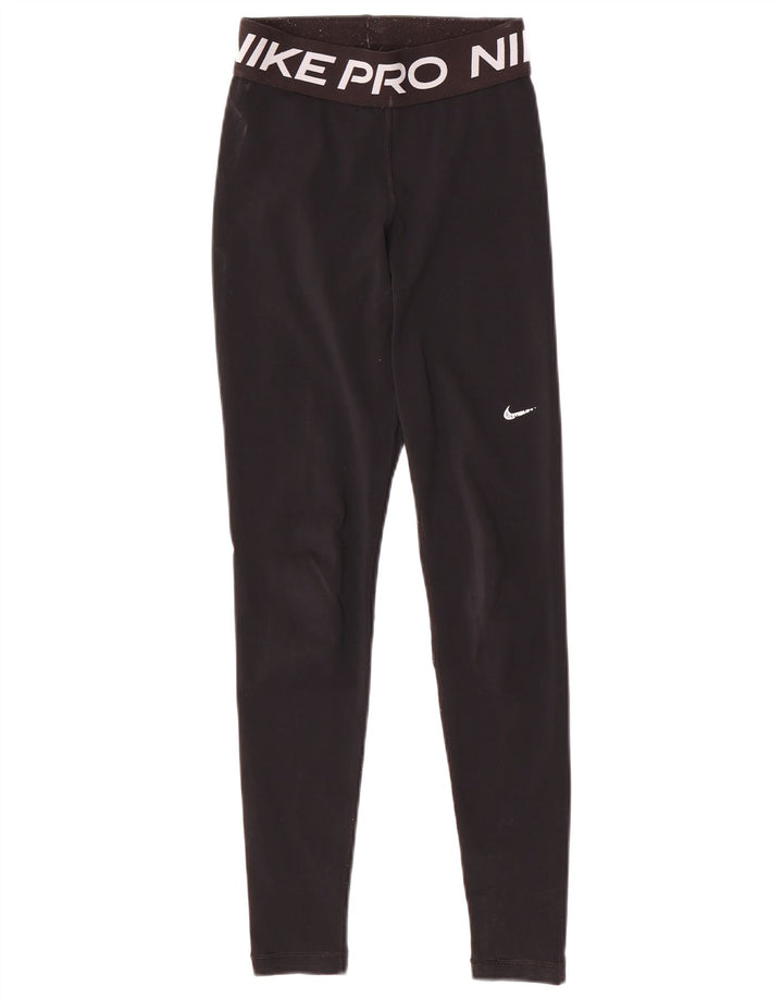 NIKE Damen Dri Fit Graphic Leggings UK 6 XS Schwarz