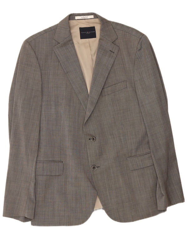 Tommy Hilfiger Herren-Blazer mit 2 Knöpfen, Größe 54, 2XL, graue Schurwolle
