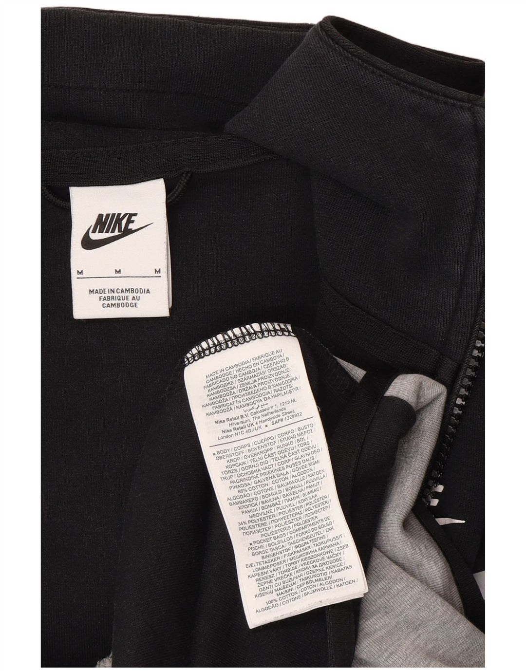 Nike Herren-Kapuzenpullover mit Reißverschluss, Mittelschwarz, Colourblock-Baumwolle