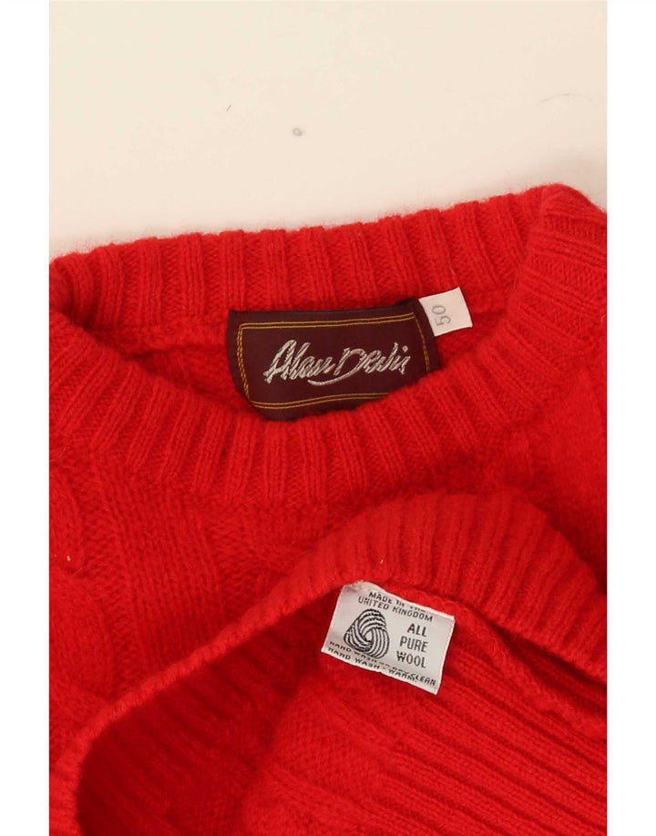 Vintage Herren Pullover mit Rundhalsausschnitt IT 50 Mittelrote Wolle