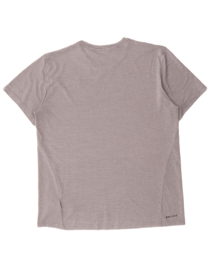 Nike Herren Dri Fit T-Shirt Top Large Grau Polyester