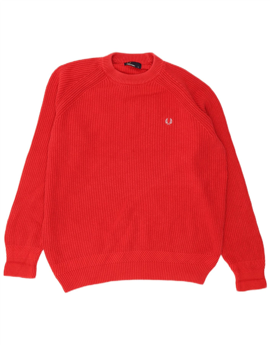 Fred Perry Herren-Pullover mit Rundhalsausschnitt, XL, rote Baumwolle