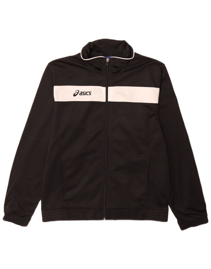 Asics Herren-Trainingsanzug-Top-Jacke, großes schwarzes Farbblock-Polyester