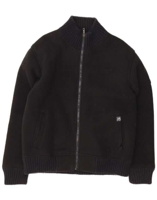 Urban Spirit Herren-Fleece-Sherpa-Jacke mit 1/4-Reißverschluss, UK 40, Größe L, Schwarz, Polyester