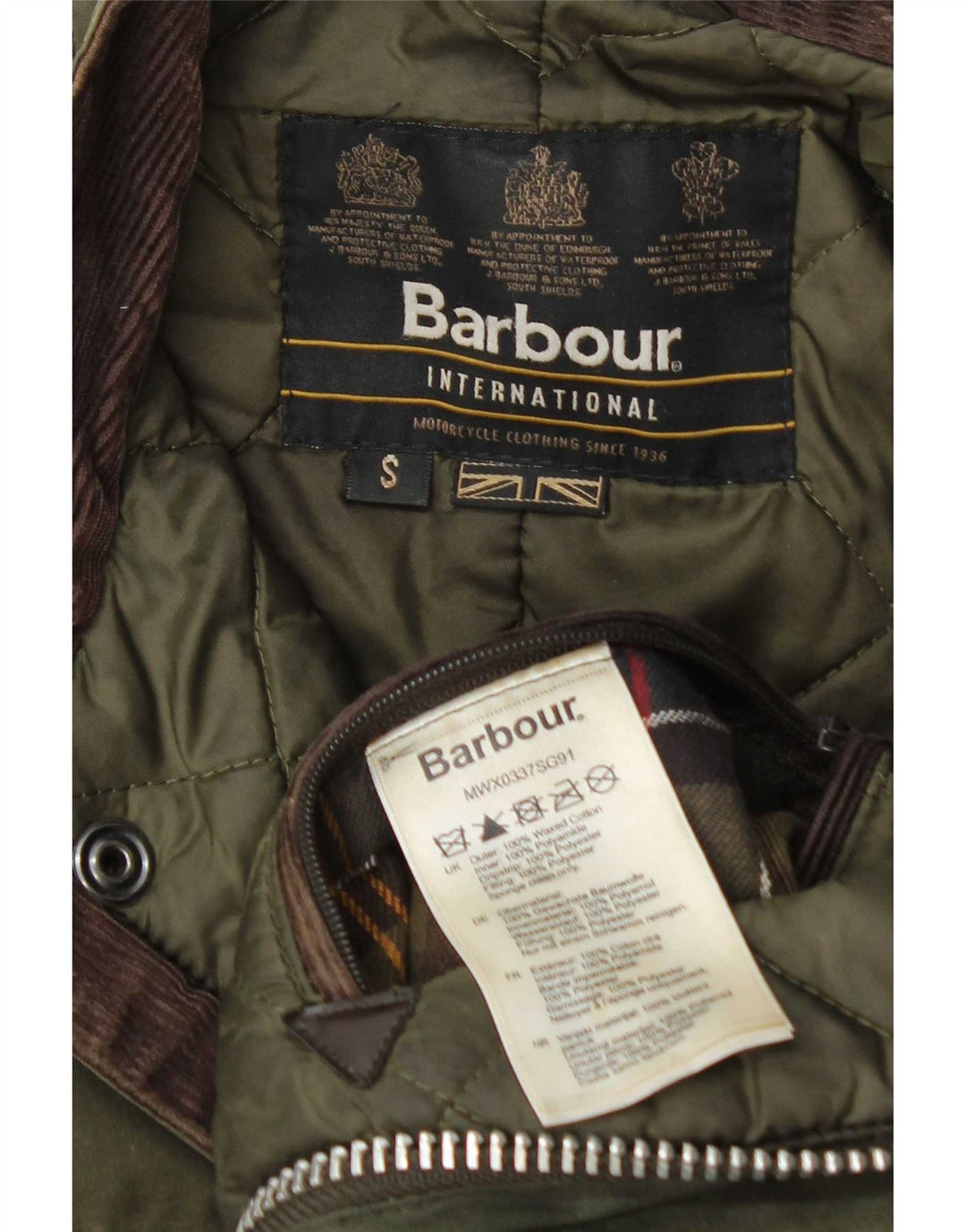 Barbour Herrenjacke aus gewachster Baumwolle, UK 36, kleine grüne Baumwolle