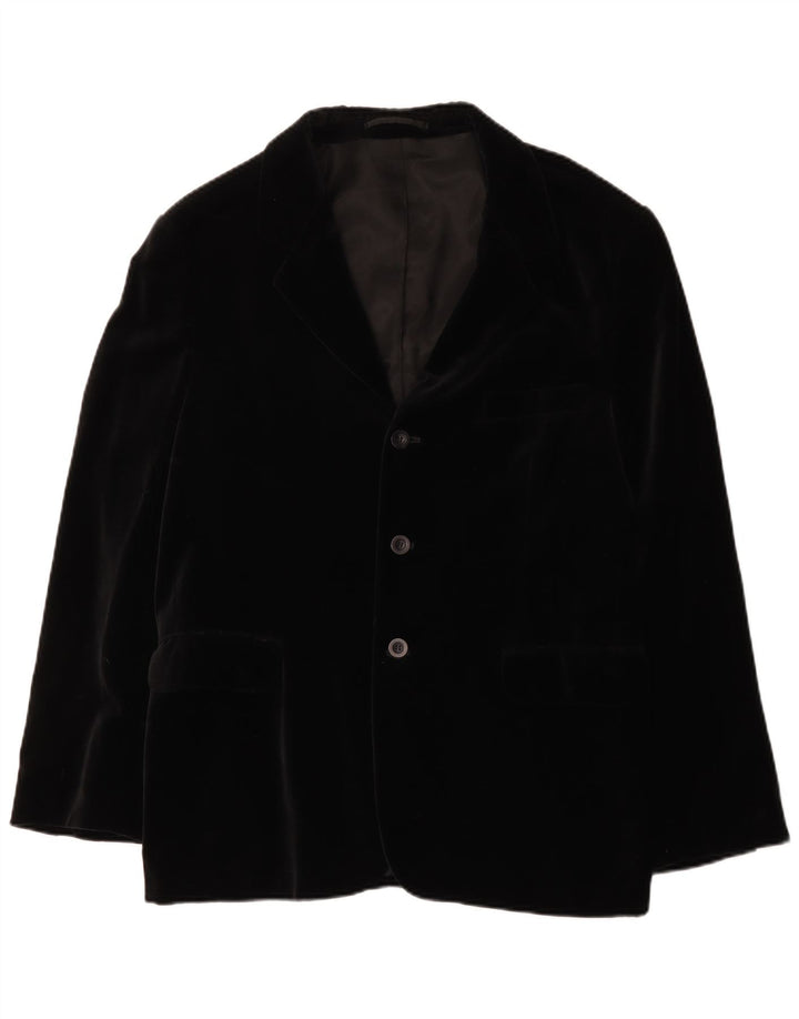 Impuls Herren-Blazer aus Samt mit 3 Knöpfen, Gr. 40, Größe L, Schwarz, Baumwolle