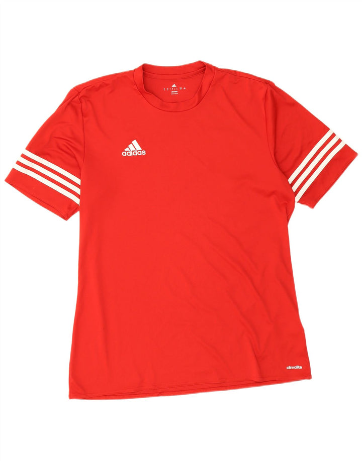 Adidas Herren Climalite T-Shirt Top Large Rot Polyester