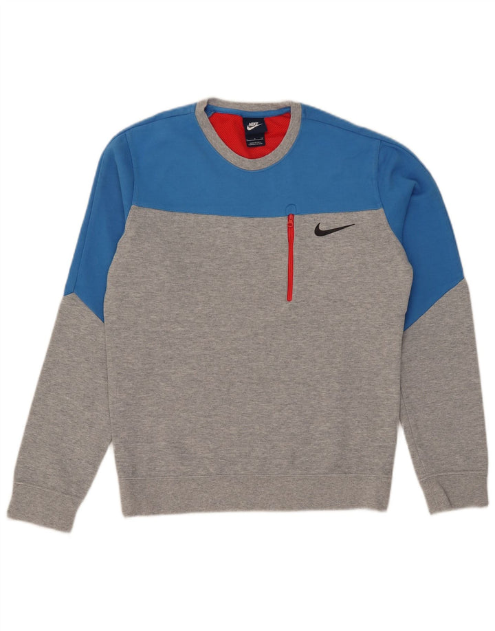 Nike Herren-Sweatshirt-Pullover, klein, Grau, Farbblock