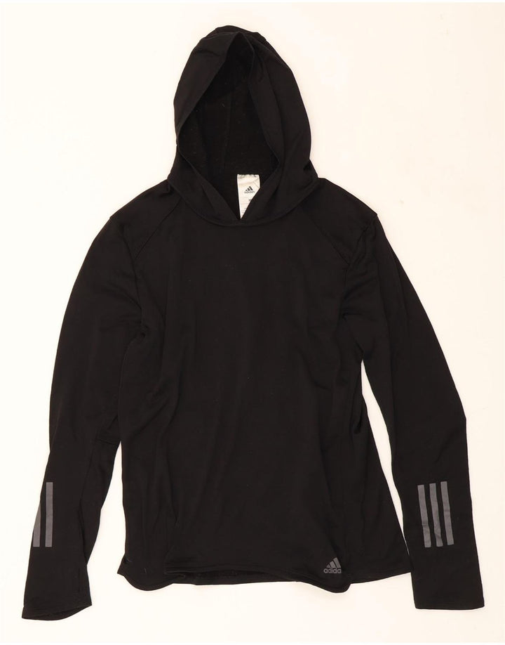 ADIDAS Womens Hooded Top Long Sleeve UK 12 Medium Black Polyester Vintage Adidas and Second-Hand Adidas from Messina Hembry 