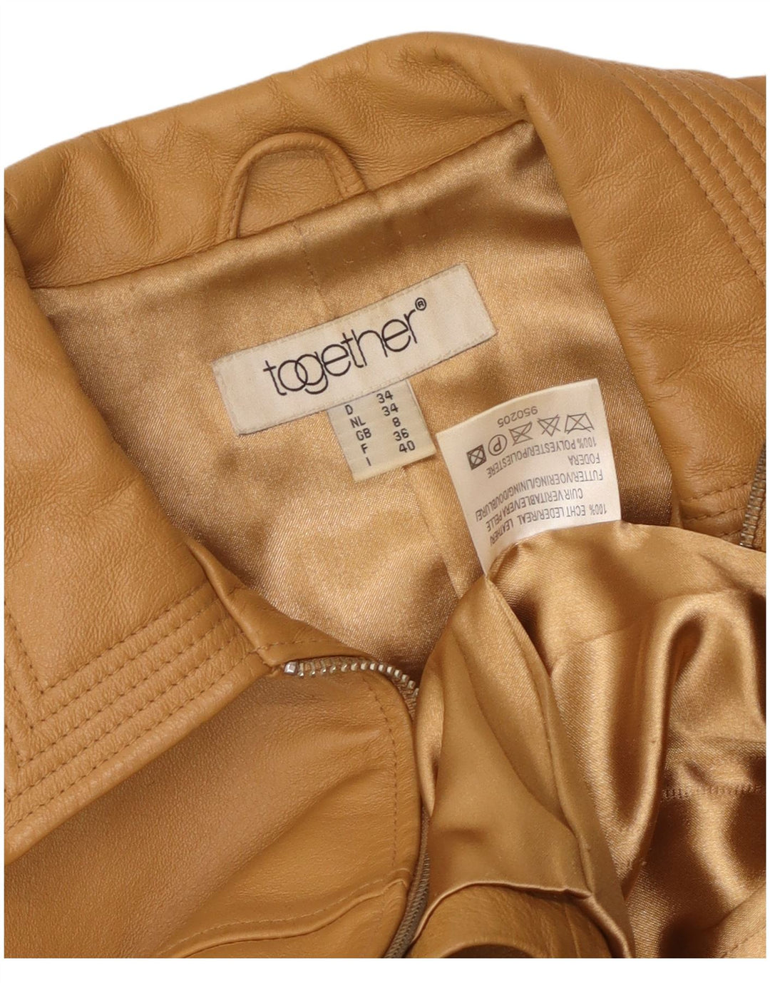 TOGETHER Damen Lederjacke UK 8 Small Beige Leder