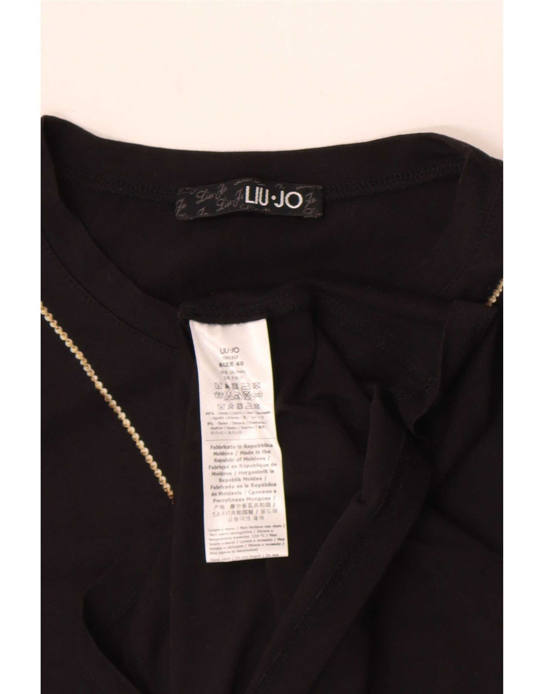 Liu Jo Damen Graphic Top Langarm IT 40 Small Schwarz Baumwolle