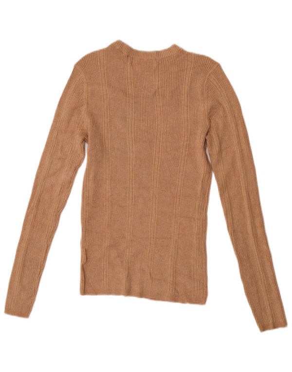 Marks & Spencer Damen Top Langarm UK 8 Small Beige Viskose
