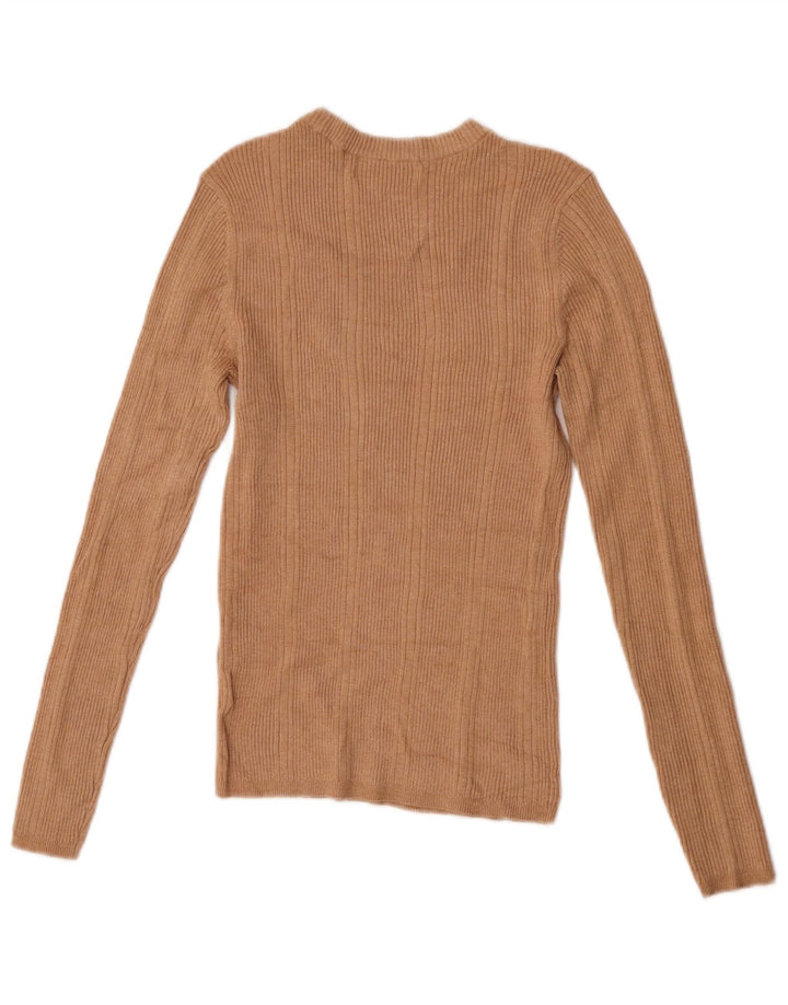 Marks & Spencer Damen Top Langarm UK 8 Small Beige Viskose