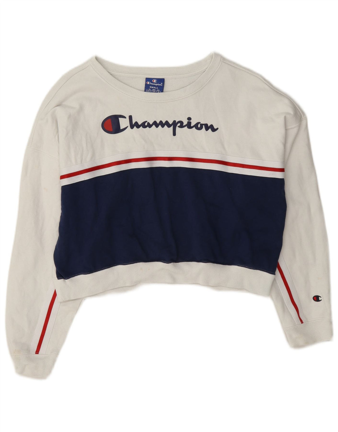 Champion Damen-Pullover, übergroßer Crop-Sweatshirt, Gr. 10, Größe S, Weiß