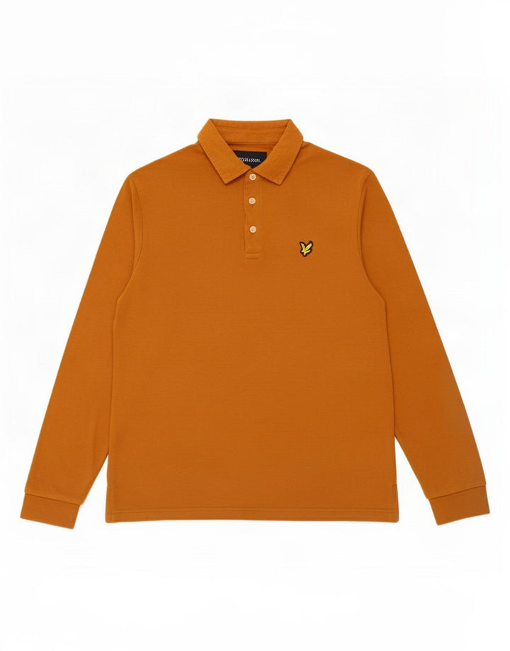 Lyle & Scott Herren-Langarm-Poloshirt aus mitteloranger Baumwolle