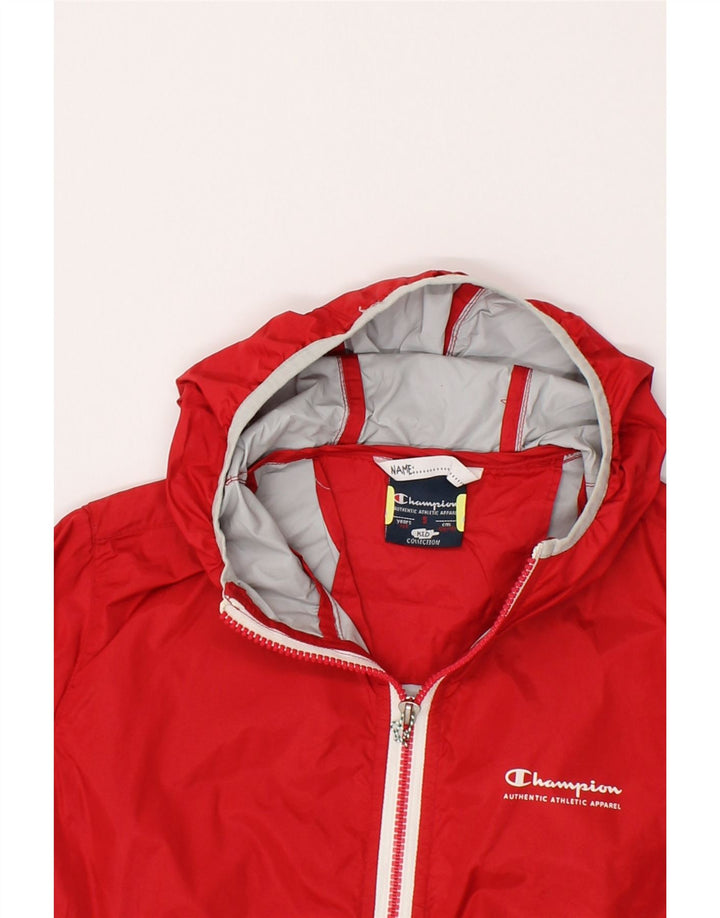 CHAMPION Boys Hooded Rain Jacket 7-8 Years Small Red Polyamide Vintage Champion and Second-Hand Champion from Messina Hembry 